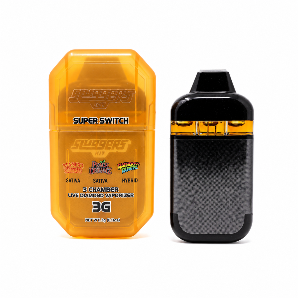 Sluggers Hit Super Switch 3 Chamber Vape (3g) – Mango Sherb x Peach Dreamz x Rainbow Runtz